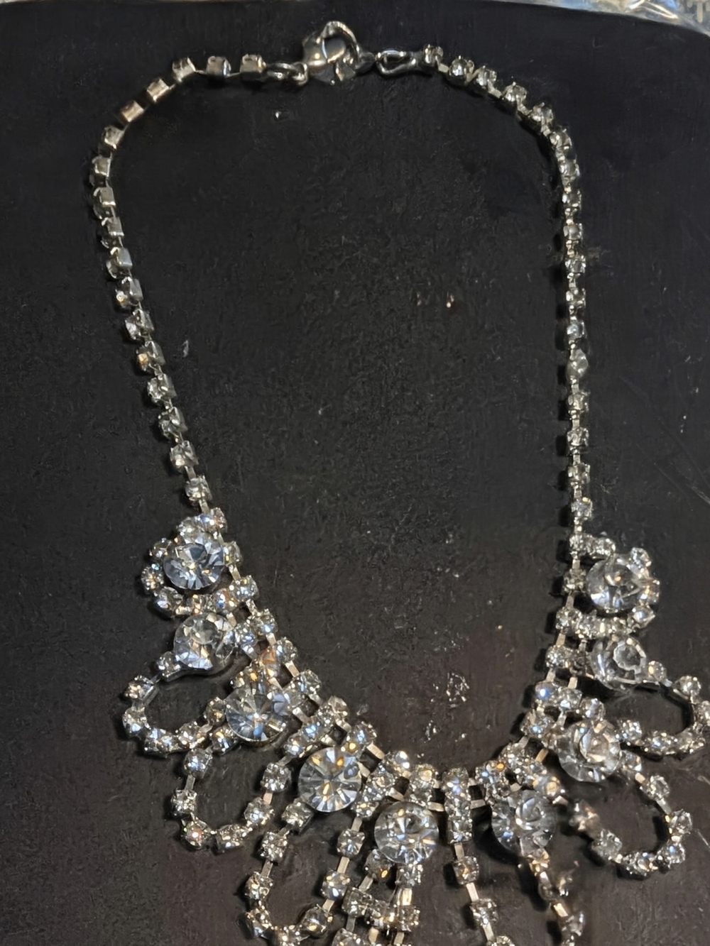 Rhinestone Bib Necklace - Sparkling Silver Crystal